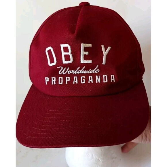 OBEY Other - OBEY WORLDWIDE PROPAGANDA Cap Hat Logo Snapback Wine Red One Size Unisex
